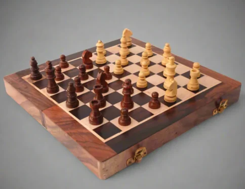 Big Wooden Folding Chess Set Box With Coins