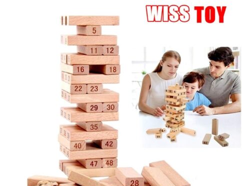 Wooden Wiss Toy 54 Pieces- Balancing & Stacking Game for Kids