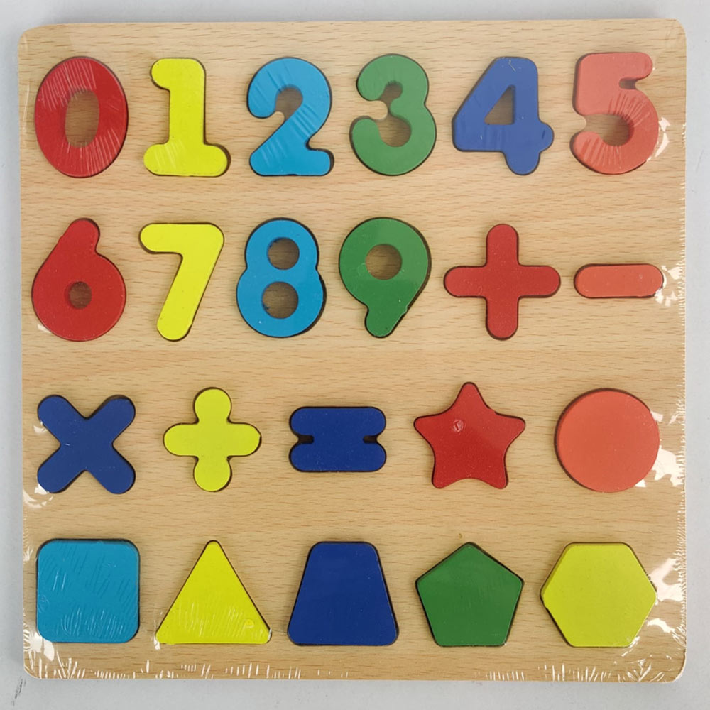 Wooden Numbers & Shapes Puzzle Board for Kids