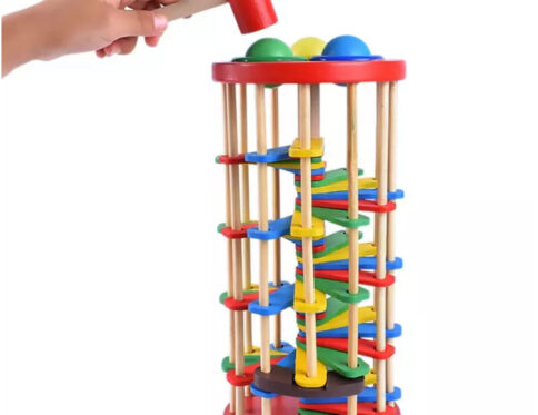 Wooden Knock Ball The Ladder With Hammer Toy for Kids