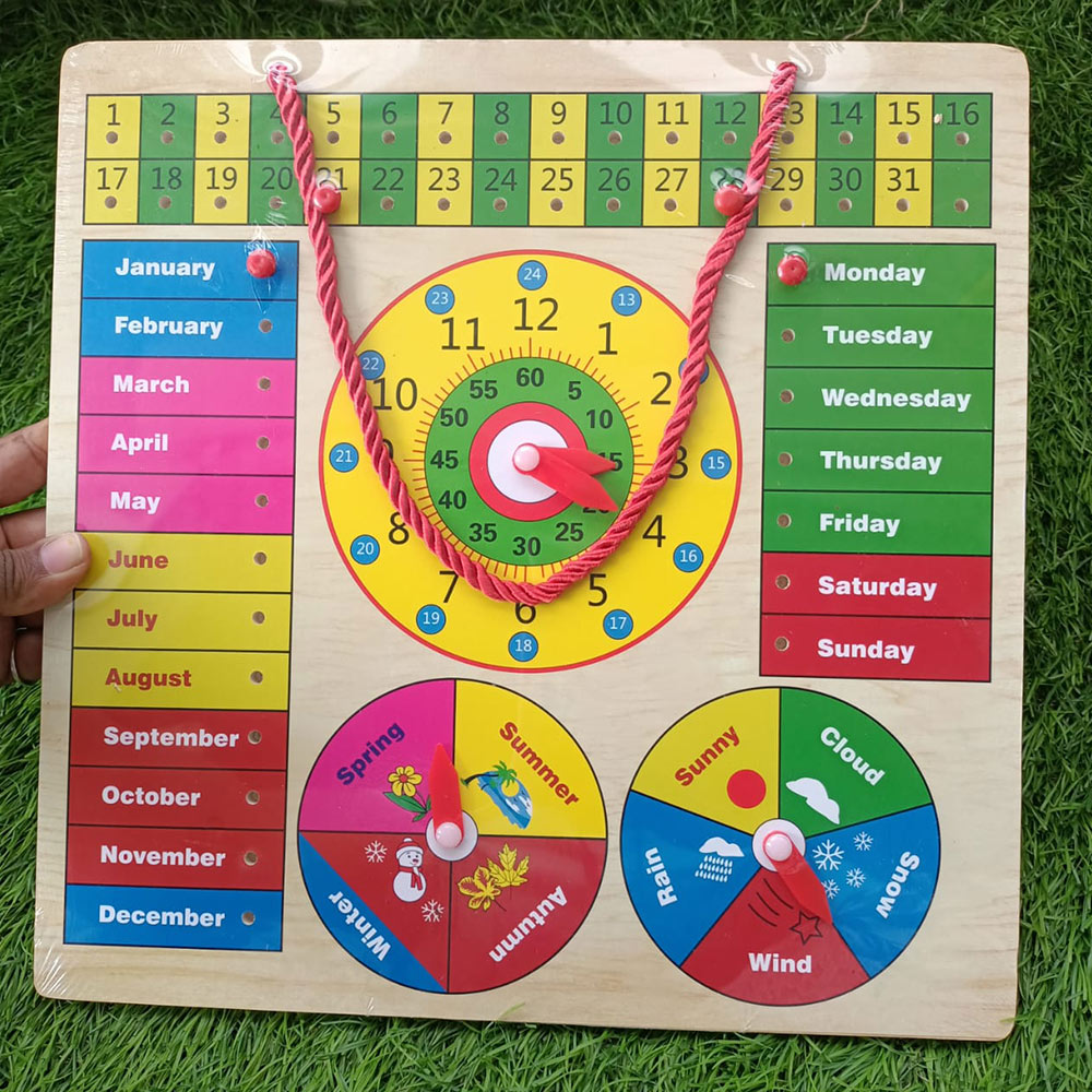 Wooden Multifunctional Learning Board for Kids – Clock, Calendar, Days, Months, Weather And Seasons