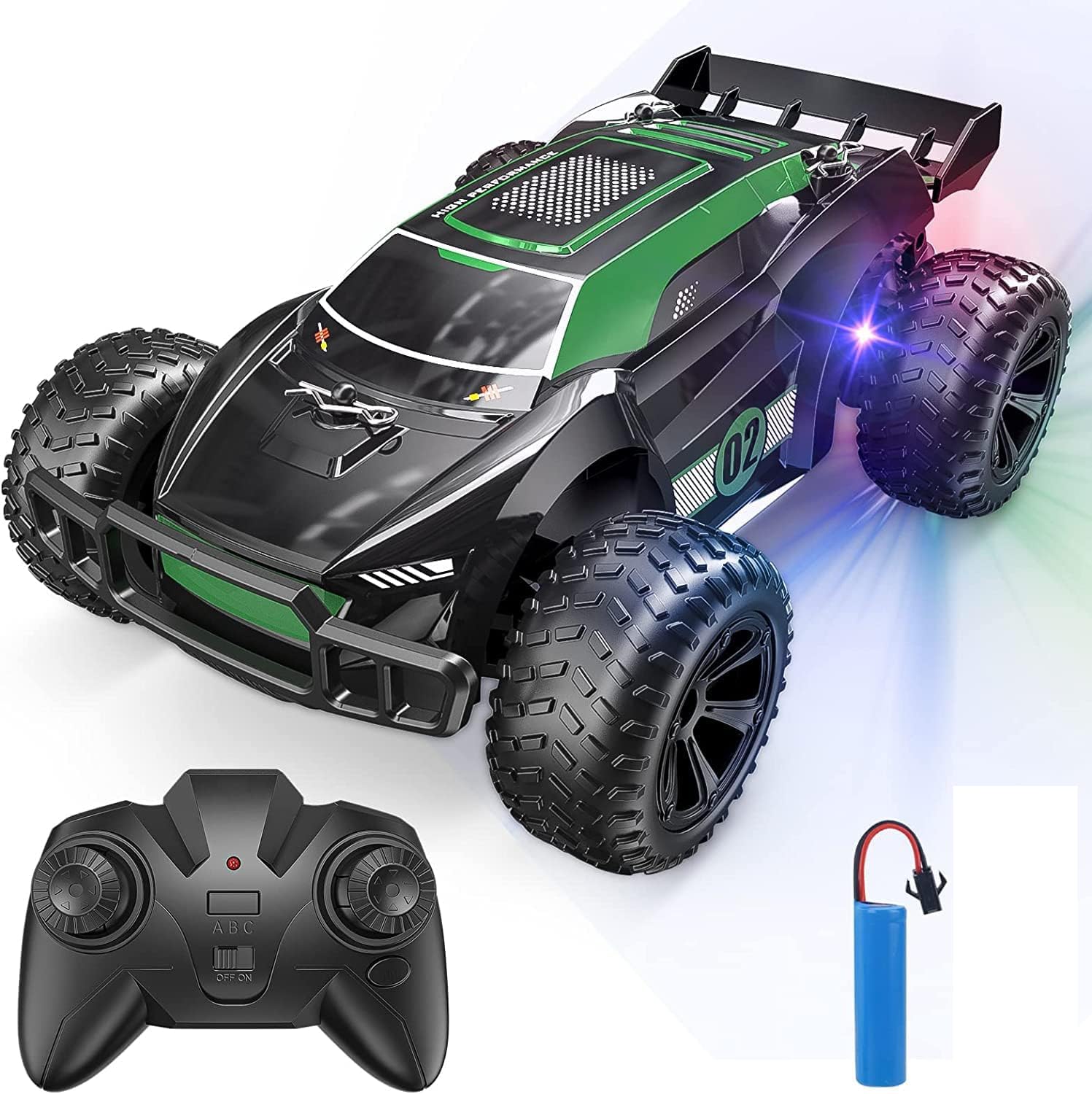 Jack Royal High-Speed Remote Control Offroad Racing Car with Rechargeable Battery & LED Lights