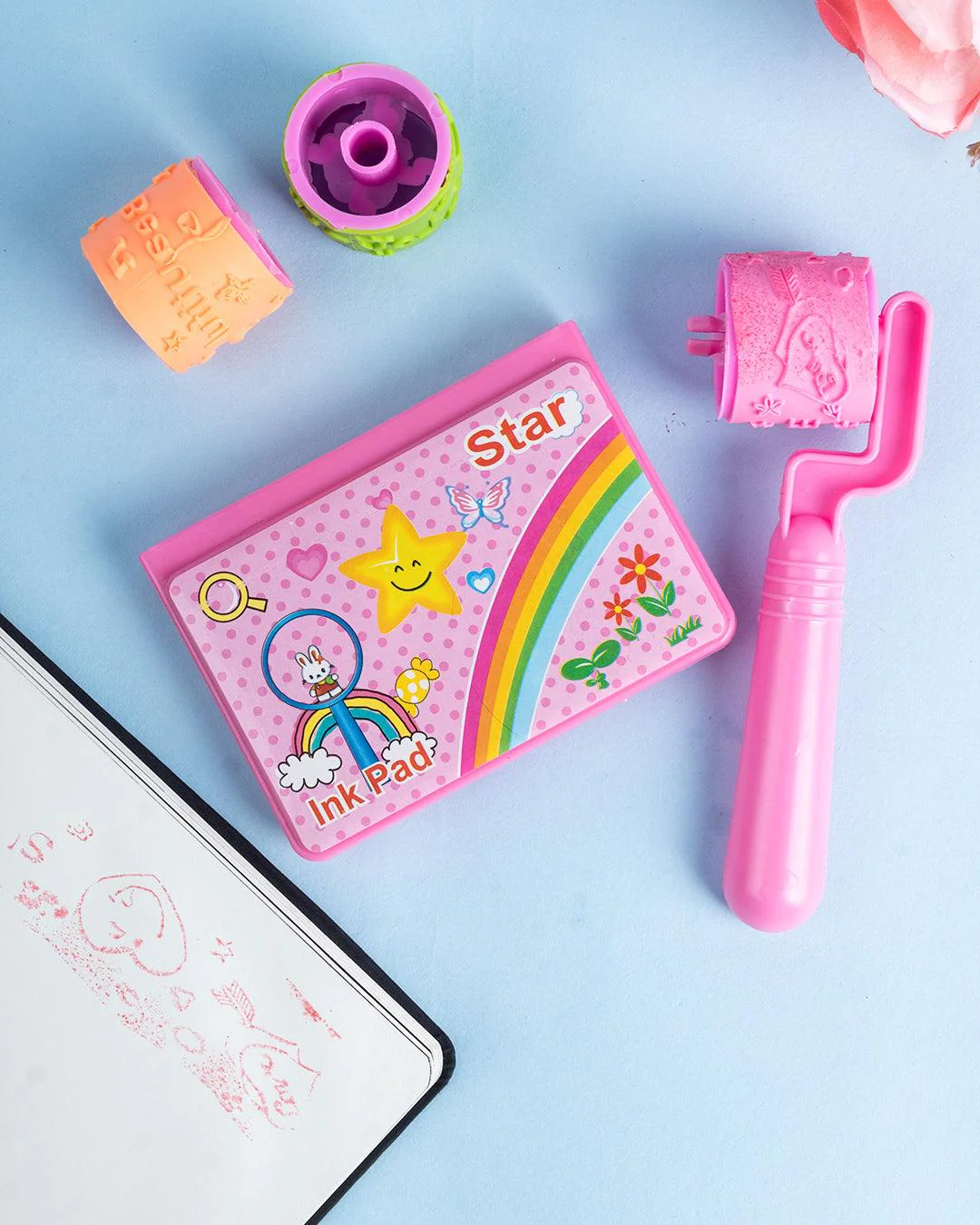 Stamp Roller Set With Ink for Kids