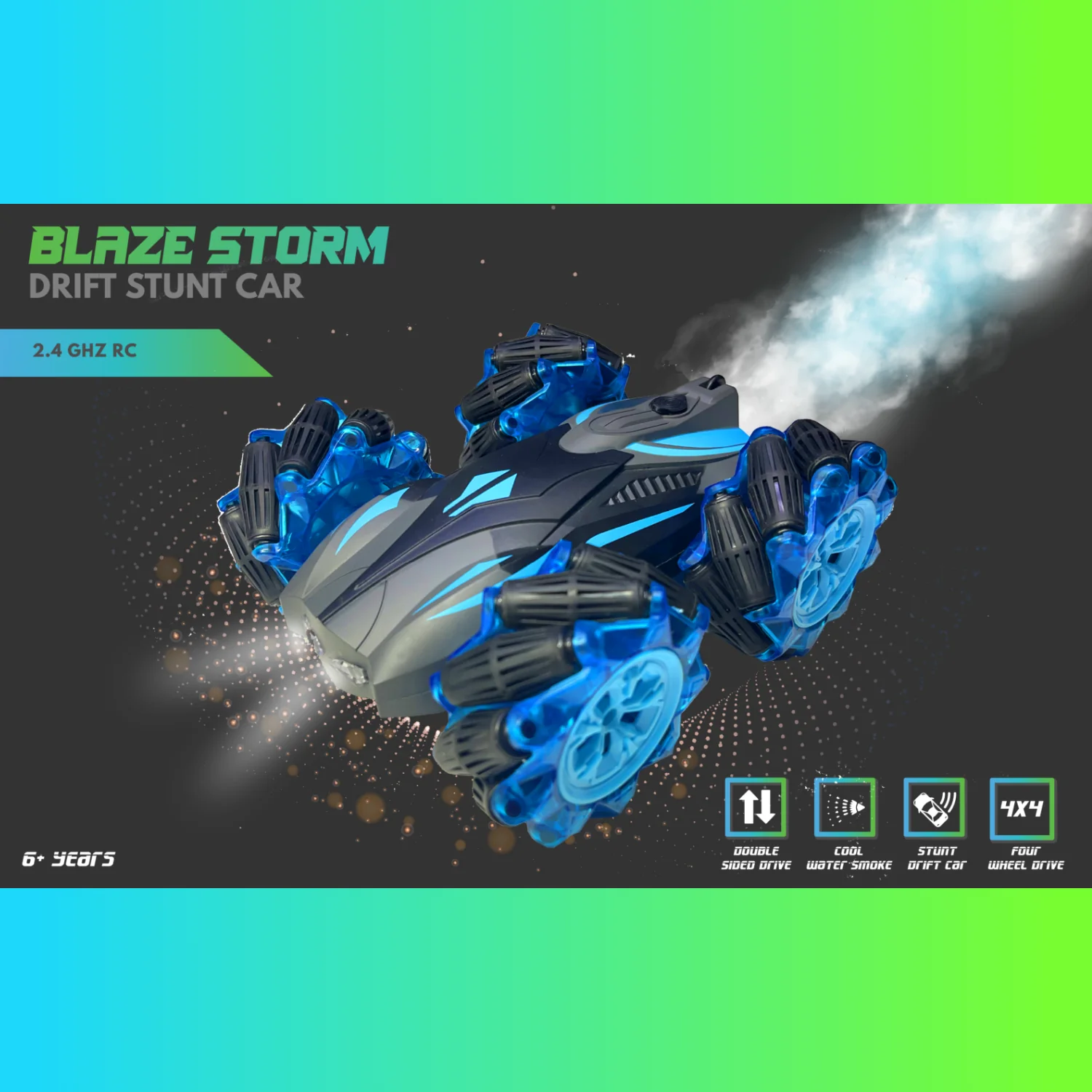 BLAZESTORM Stunt Drift RC Car with Water Smoke Feature and Rechargeable Battery