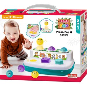 Toymate’s Press and Pop – A 2-in-1 Animal Figures & 3 Colorful Pop-up Balls Educational Toy for Toddlers